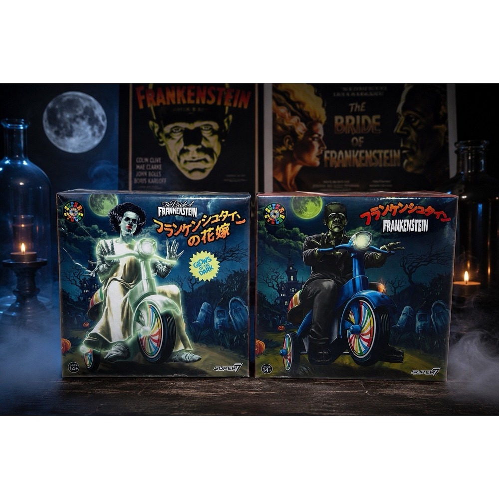 Super7 Frankenstein & Bride of Frankenstein ReAction Figures Set Sealed NEW
